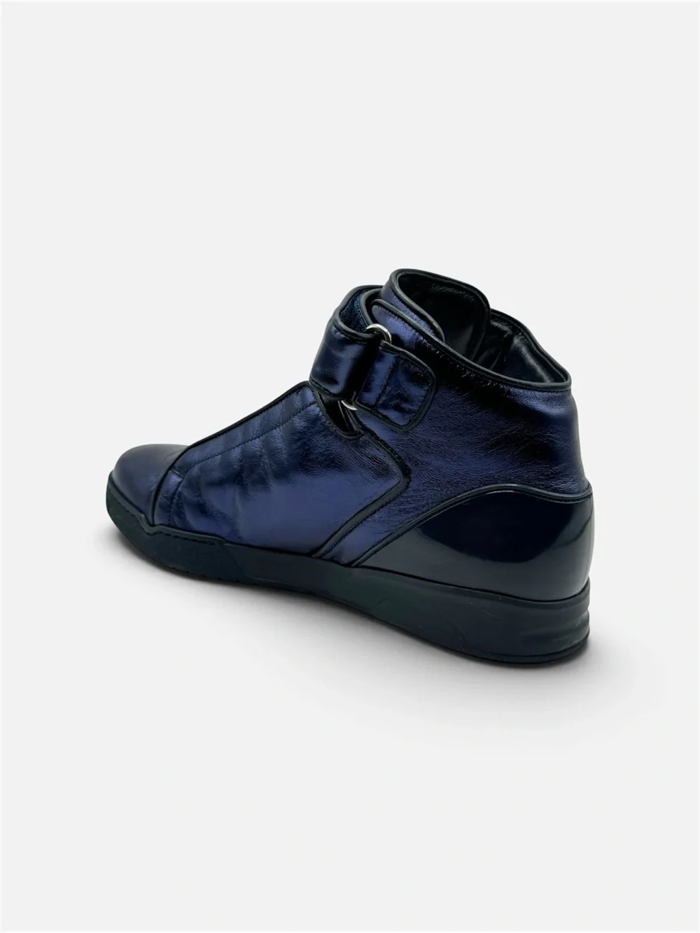 Gucci Blue Leather High Top Sneakers 337216 NIB